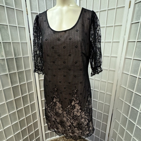 Body flirt,Woman,Dress Formal,Black,Sz M,Long Sleeve,Knee length,Elastic Lace.! - Picture 9 of 12